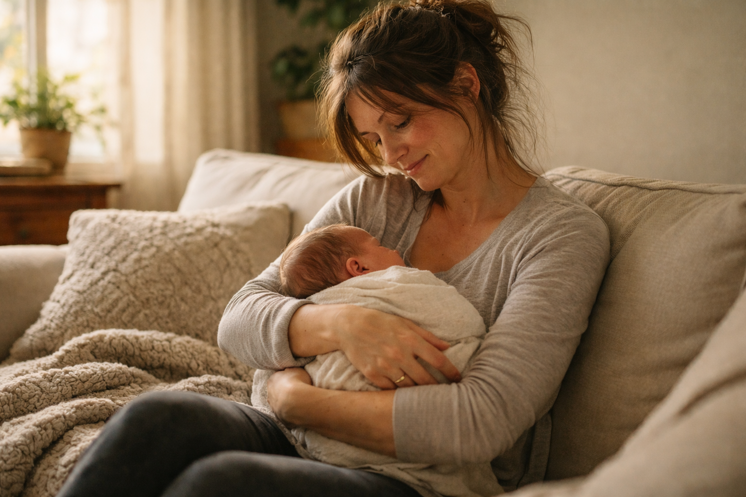 Mother holding baby